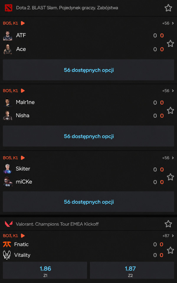 Opcje zakładów na e-sport